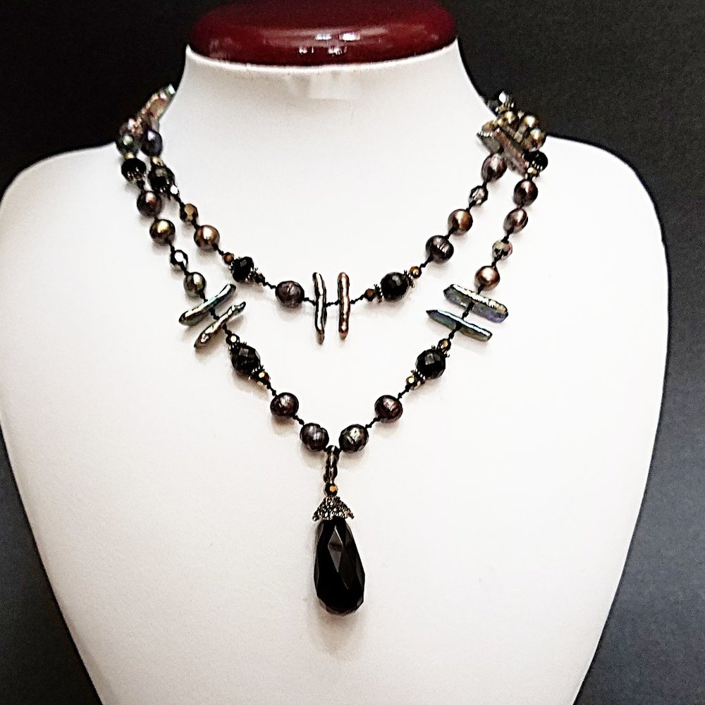 Sterling Silver Fresh Water Pearls with Crystal Necklace